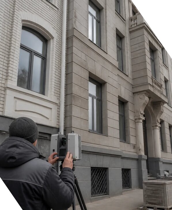 Лазерное сканирование фасадов зданий для обследования в Королёве
